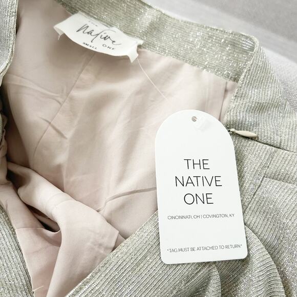 NWT The Native One Metallic Gray Groovy Shine Trouser Pants w/ Pockets Sz Small - Picture 6 of 9